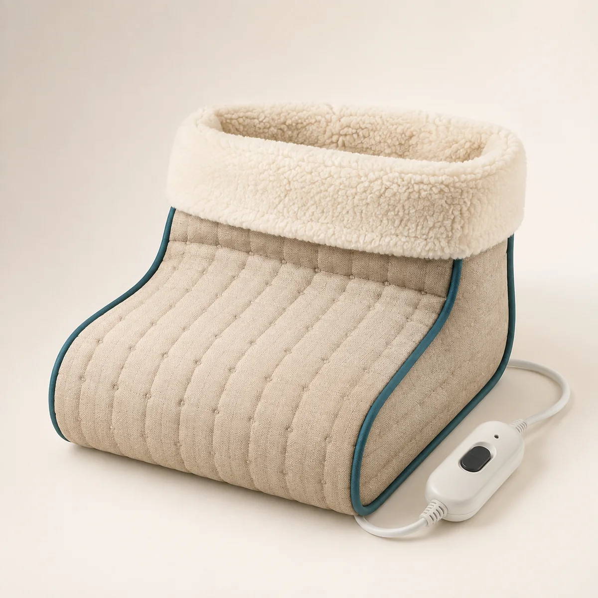 Soft electric foot warmer with fleece lining and wired controller